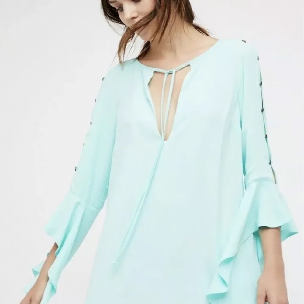 FREE PEOPLE GEORGINE MINI DRESS PULLOVER LONG SLEEVE MINI DRESS SIZE MEDIUM